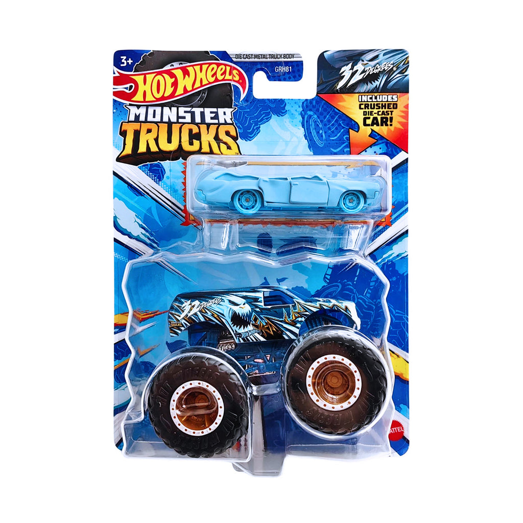 Hot Wheels Monster Trucks with Crushed Wagon Flat Iron - 32 Degrees
