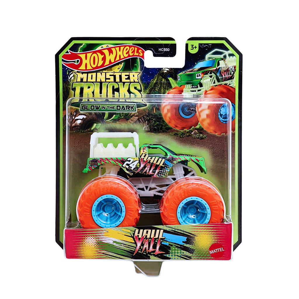 Hot Wheels Monster Trucks Glow in the Dark 1:64 - Haul Y'all - Green.Orange