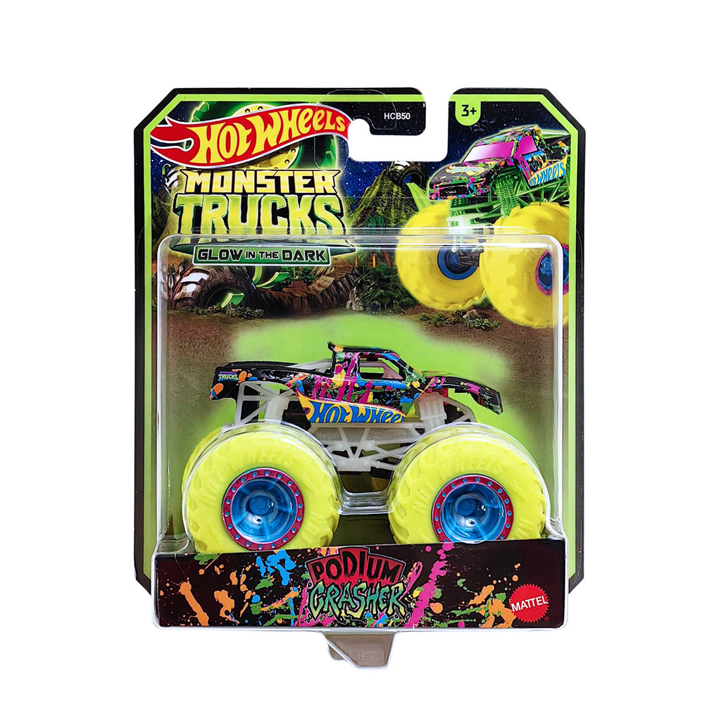 Hot Wheels Monster Trucks Glow in the Dark 1:64 - Podium Crasher - Black.Green