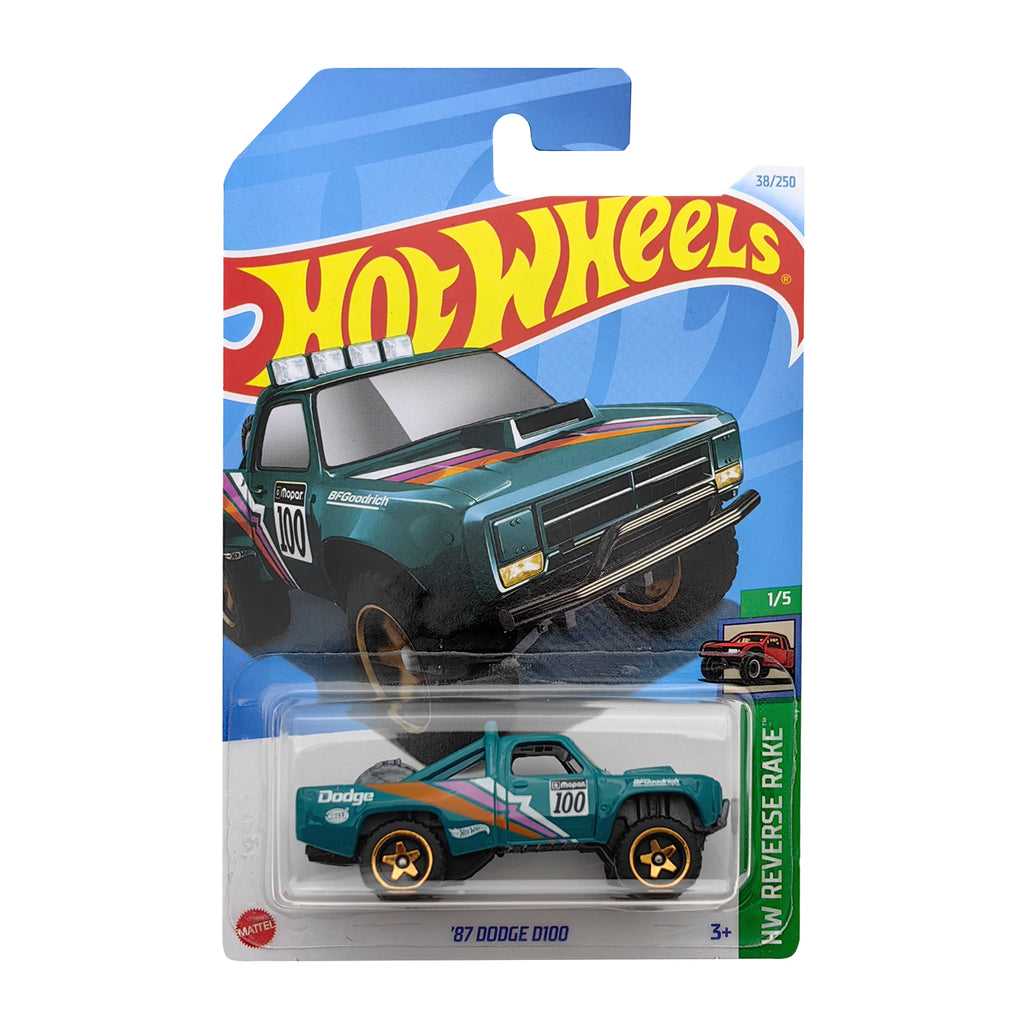Hot Wheels HW REVERSE RAKE - '87 DODGE D100 - GREEN (38/250)