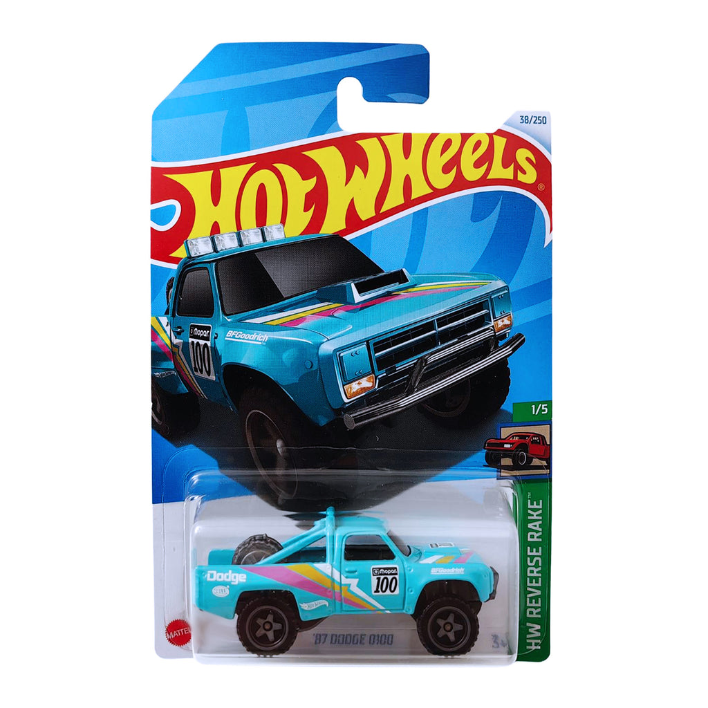Hot Wheels HW REVERSE RAKE - '87 DODGE D100  |  Light Blue