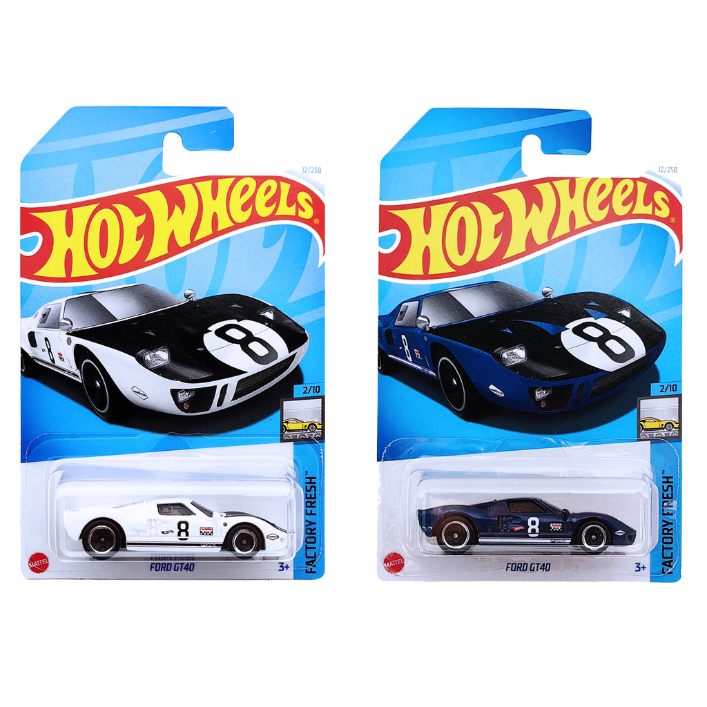 Hot Wheels FACTORY FRESH - Ford GT40 | White / Dark Blue