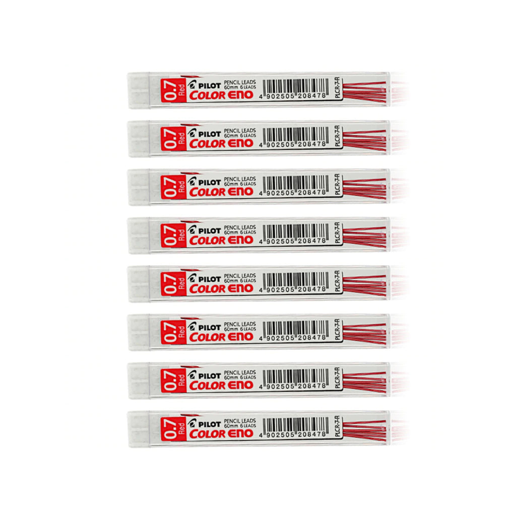 8pcs Pilot COLOR ENO 0.7mm Coloured Leads Refill - Red