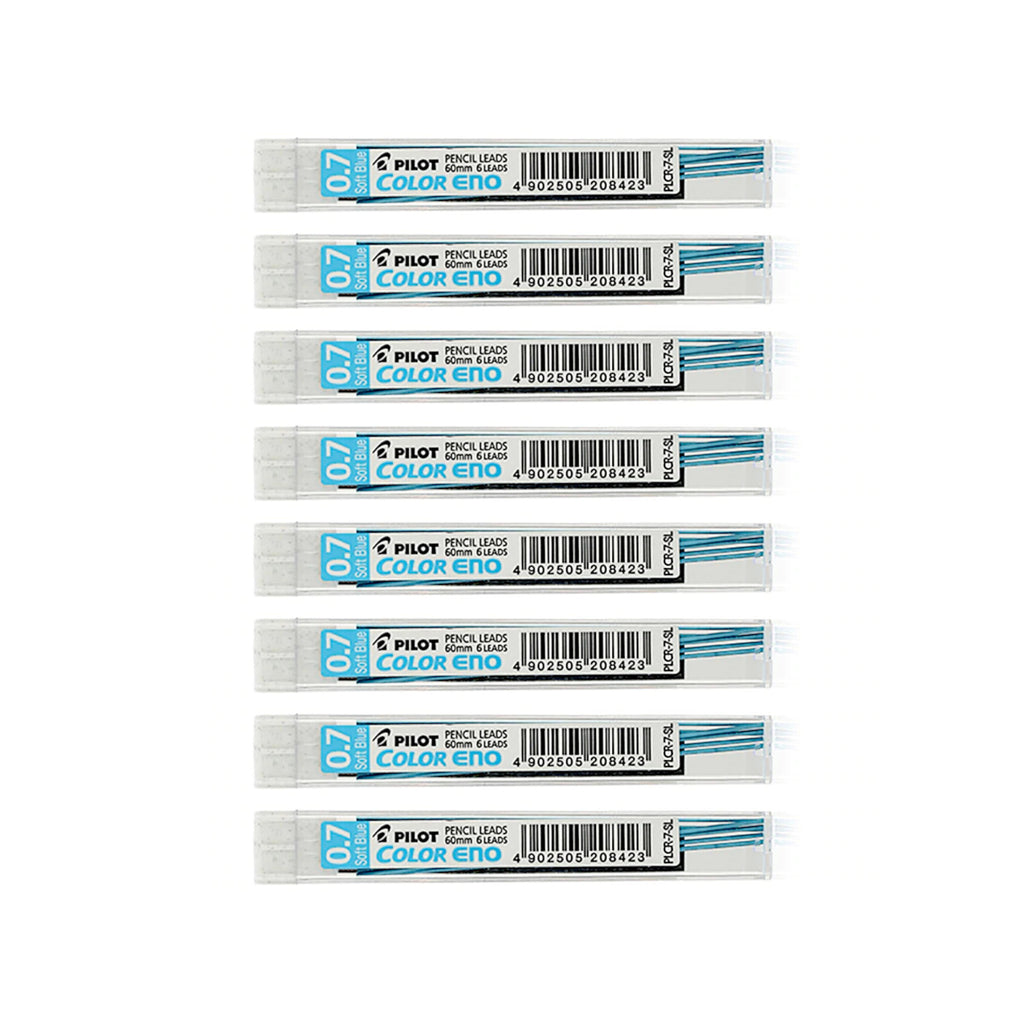 8pcs Pilot COLOR ENO 0.7mm Coloured Leads Refill - Soft Blue
