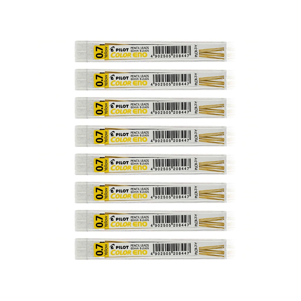 8pcs Pilot COLOR ENO 0.7mm Coloured Leads Refill - Yellow