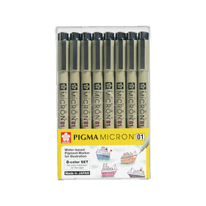Sakura Pigma Micron 01 Pen - Pack of 8 Colour Set