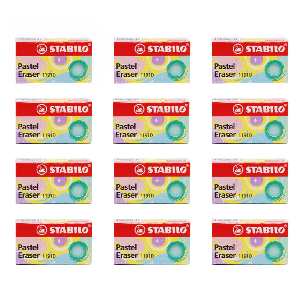 12pcs Stabilo Exam Grade 1191D Colourful Pastel Eraser | Hint of Mint