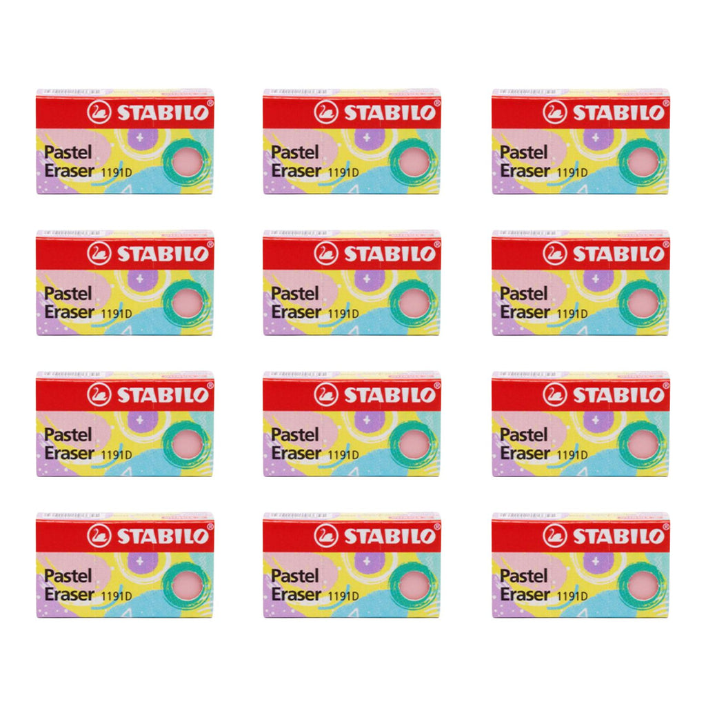 12pcs Stabilo Exam Grade 1191D Colourful Pastel Eraser | Pink Blush