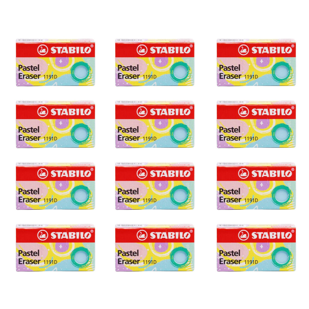 12pcs Stabilo Exam Grade 1191D Colourful Pastel Eraser | Touch of Turquoise