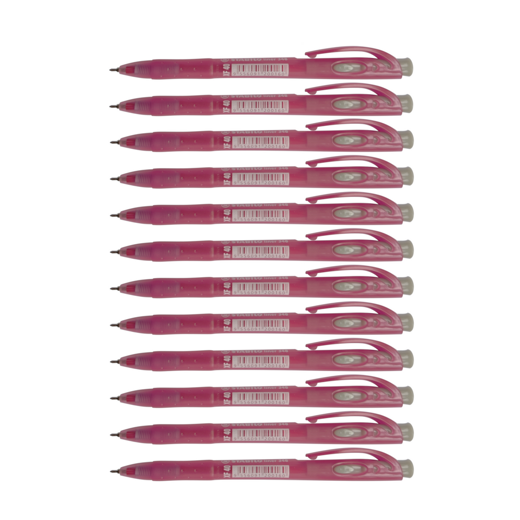 12pcs Stabilo Liner 348 Semi Gel Ball Pen - 0.5mm - Red
