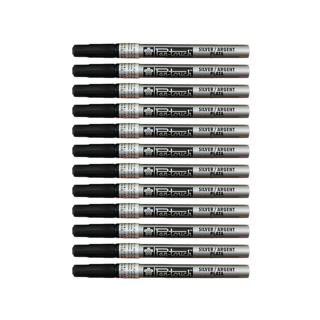 12pcs Sakura Pen-Touch Extra Fine 0.7mm Marker - Silver