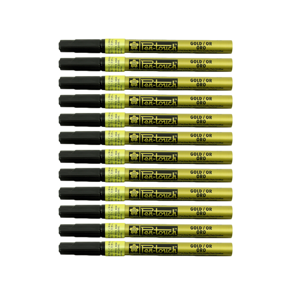 12pcs Sakura Pen-Touch Fine 1.0mm Permanent Marker - Gold