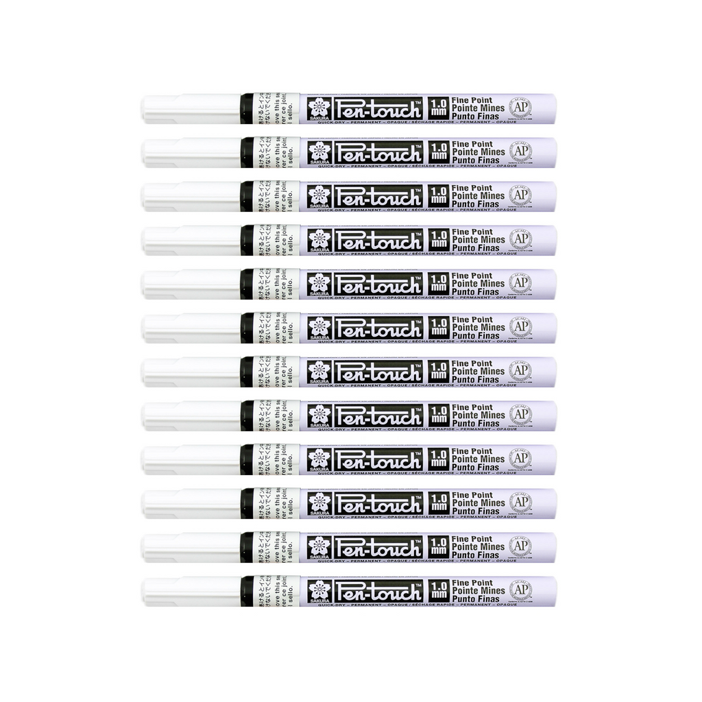12pcs Sakura Pen-Touch Fine 1.0mm Permanent Marker - White