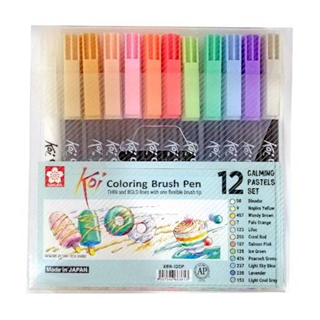 Sakura Koi Colouring Brush Pen - 12 Colour Set - Calming Pastel