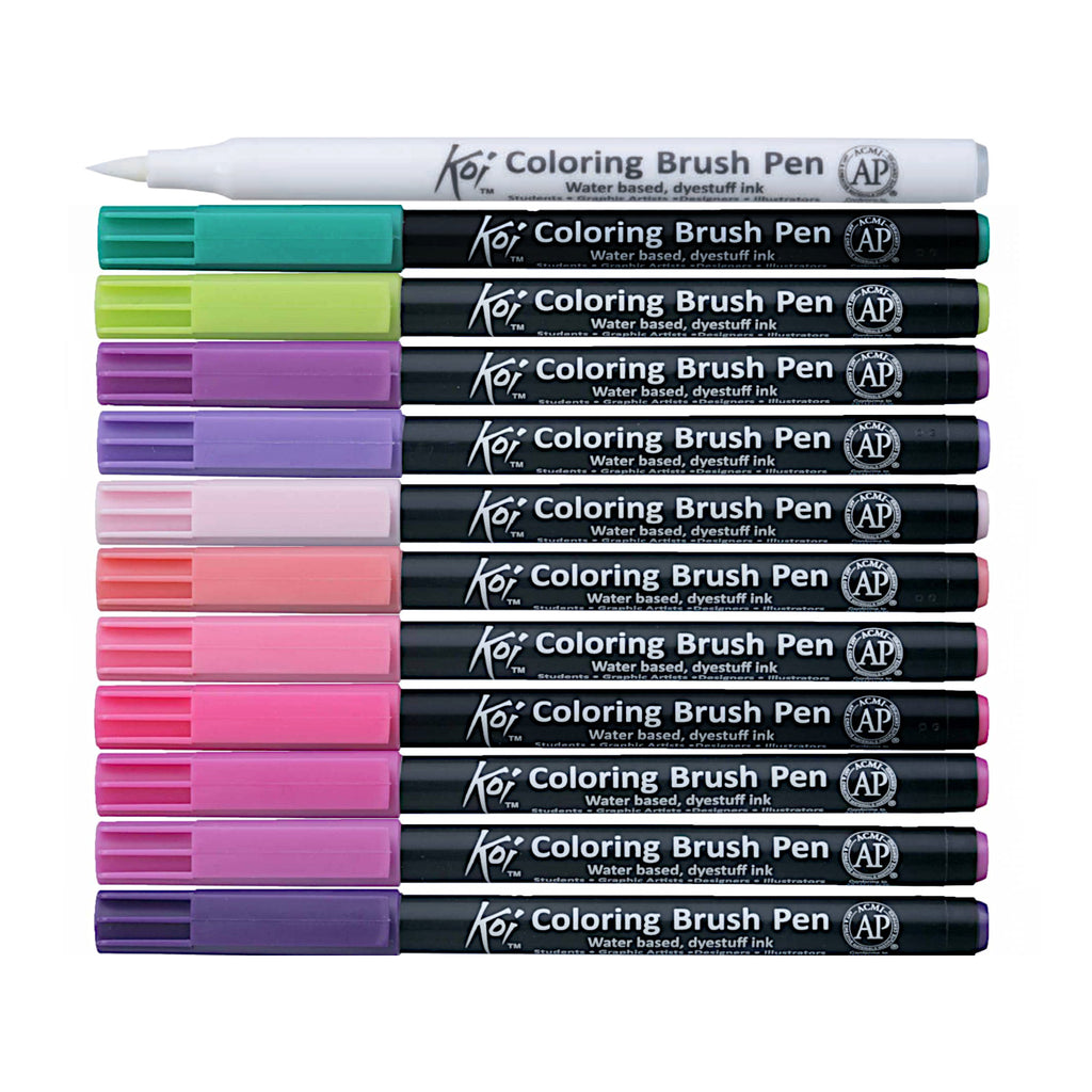 Sakura Koi Colouring Brush Pen - 12 Colour Set - Floral Series