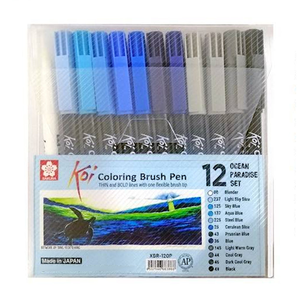 Sakura Koi Colouring Brush Pen - 12 Colour Set - Ocean Paradise
