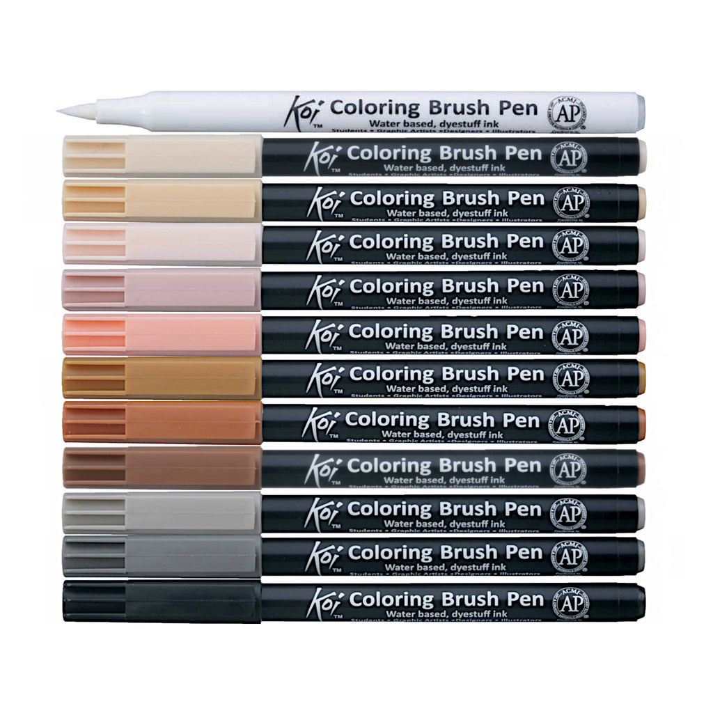 Sakura Koi Colouring Brush Pen - 12 Colour Set - Portrait Set