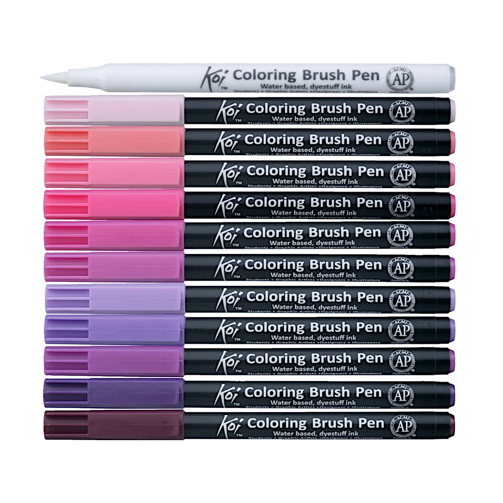Sakura Koi Colouring Brush Pen - 12 Colour Set - Lovely Lavender