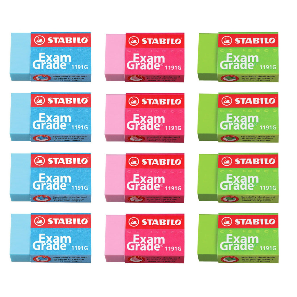12pcs Stabilo Exam Grade 1191G Colourful Eraser