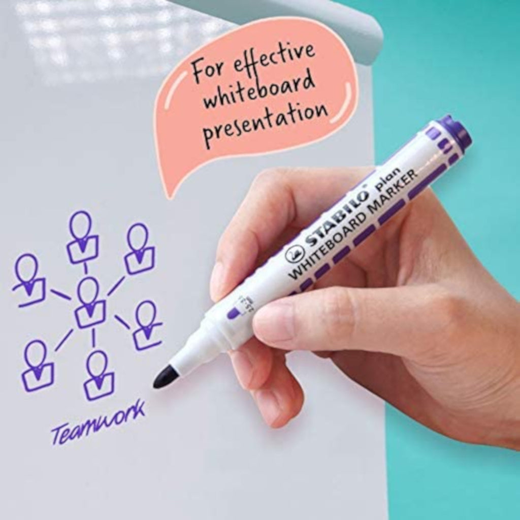 12pcs Stabilo Plan Whiteboard Marker - Bullet/Round Tip