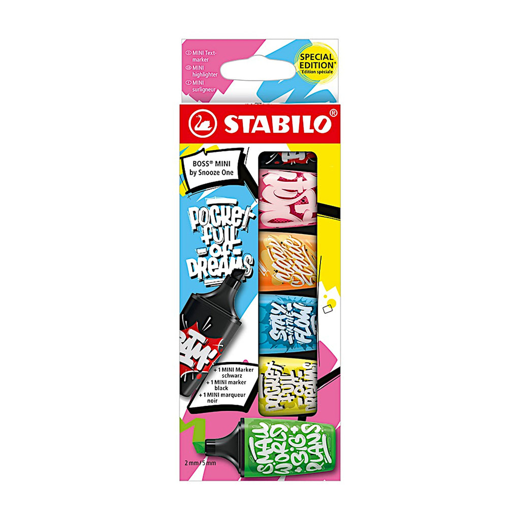 Stabilo Boss Mini Highlighter by Snooze One - 5 Colours + 1 Black