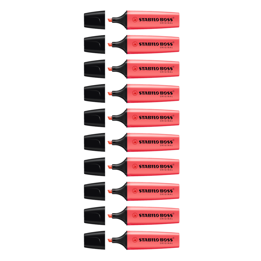10pcs Stabilo Boss Original Highlighter - Pastel Colour - Mellow Coral Red