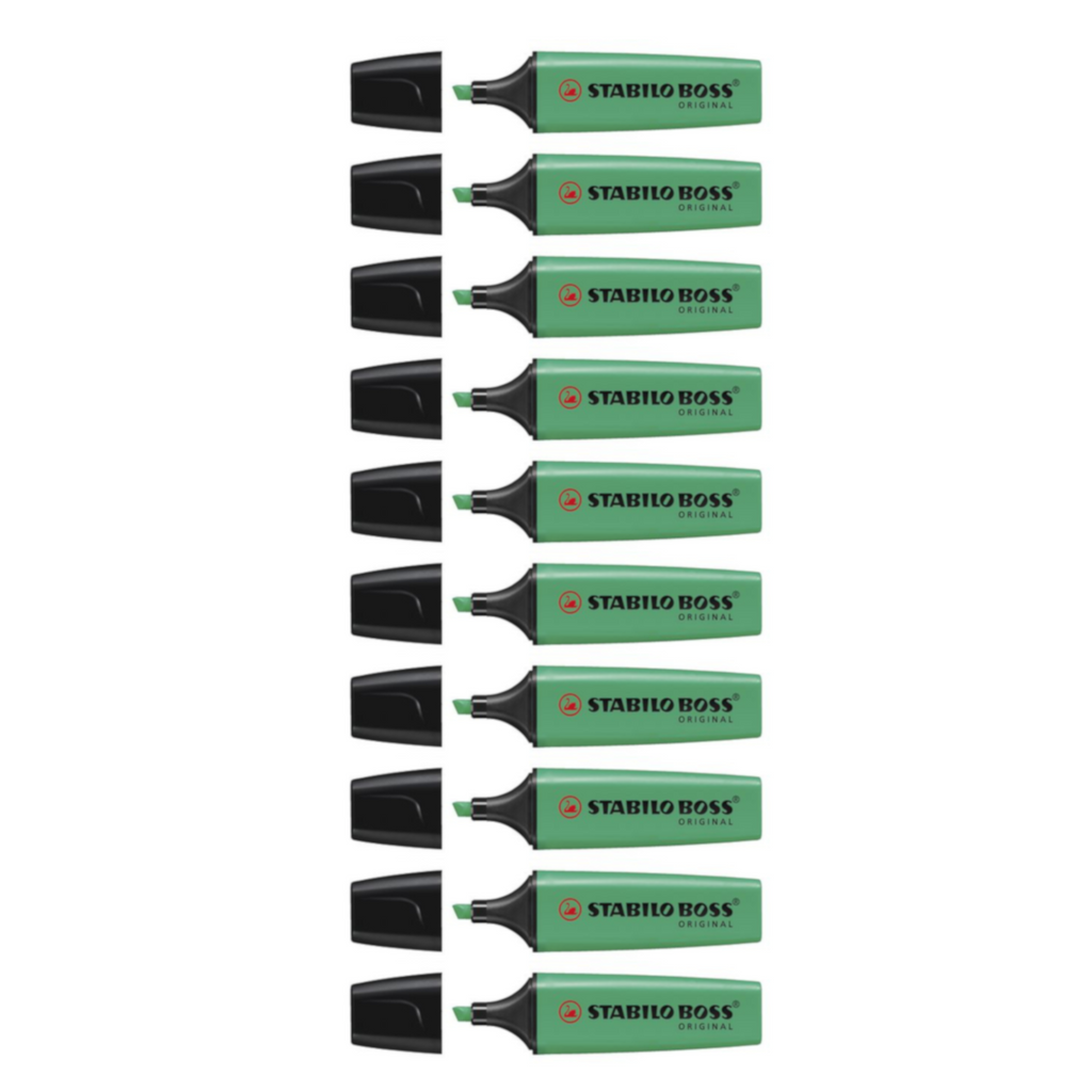 10pcs Stabilo Boss Original Fluorescent Colour Highlighter - Turquoise