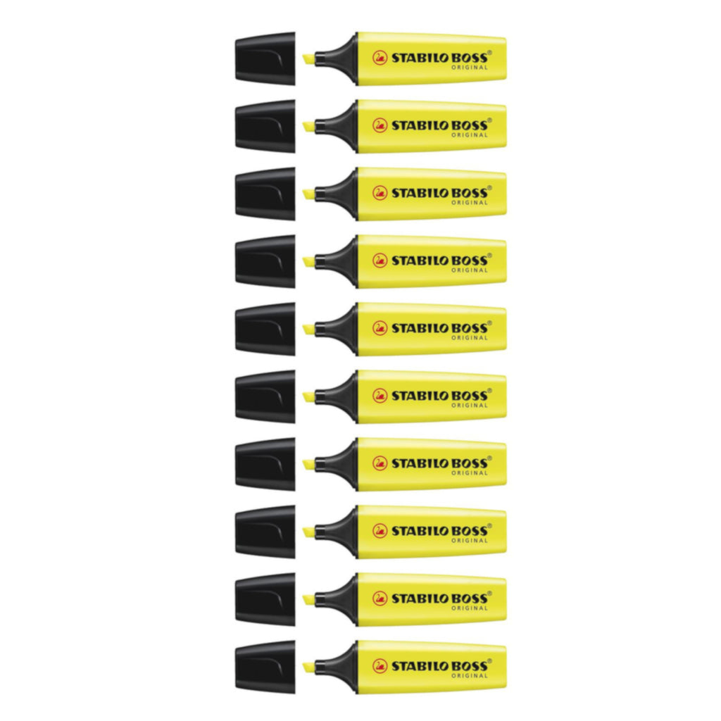 10pcs Stabilo Boss Original Fluorescent Colour Highlighter - Yellow