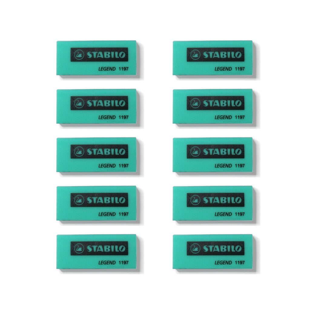10pcs of Stabilo Legend 1197 Colourful Eraser - Green