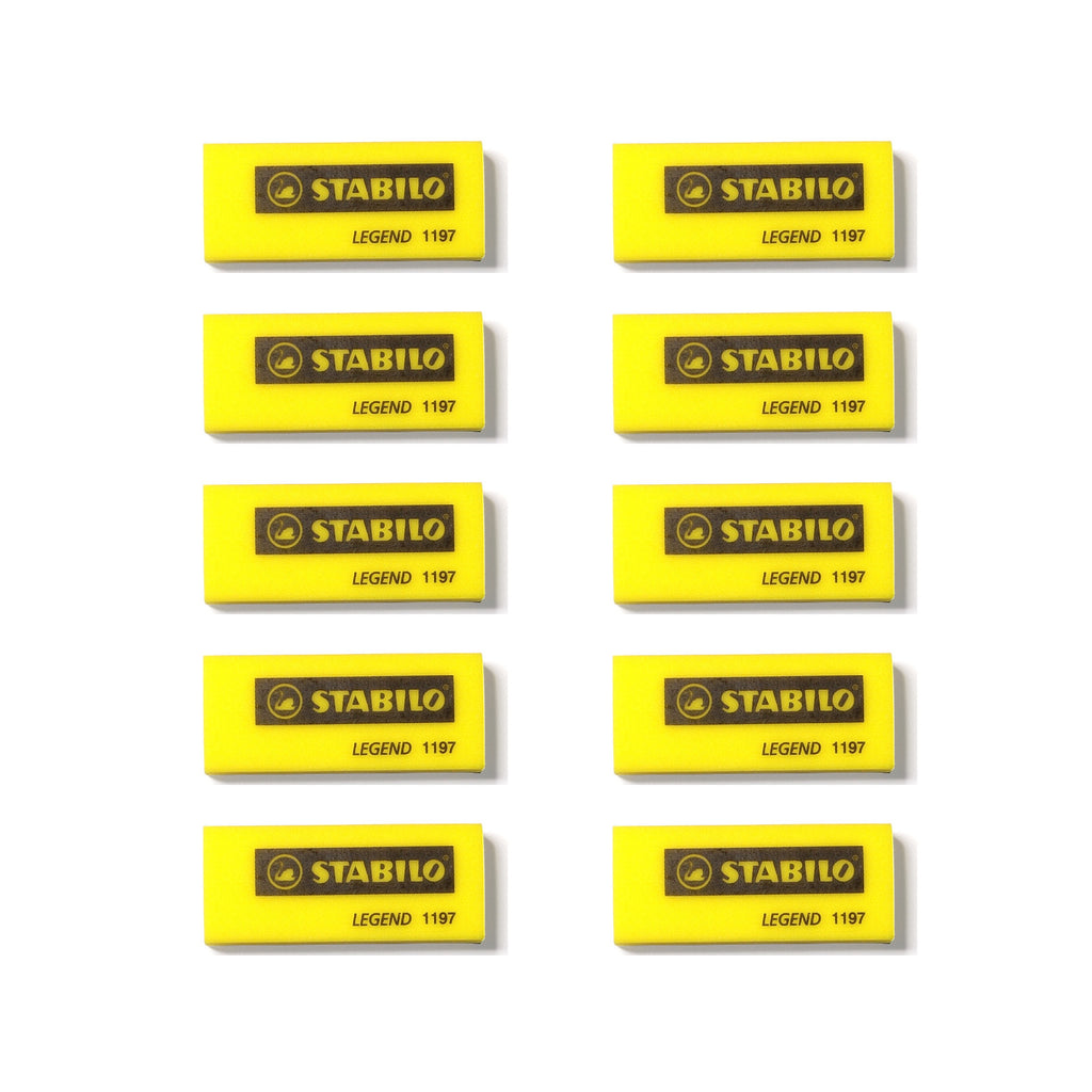 10pcs of Stabilo Legend 1197 Colourful Eraser - Yellow