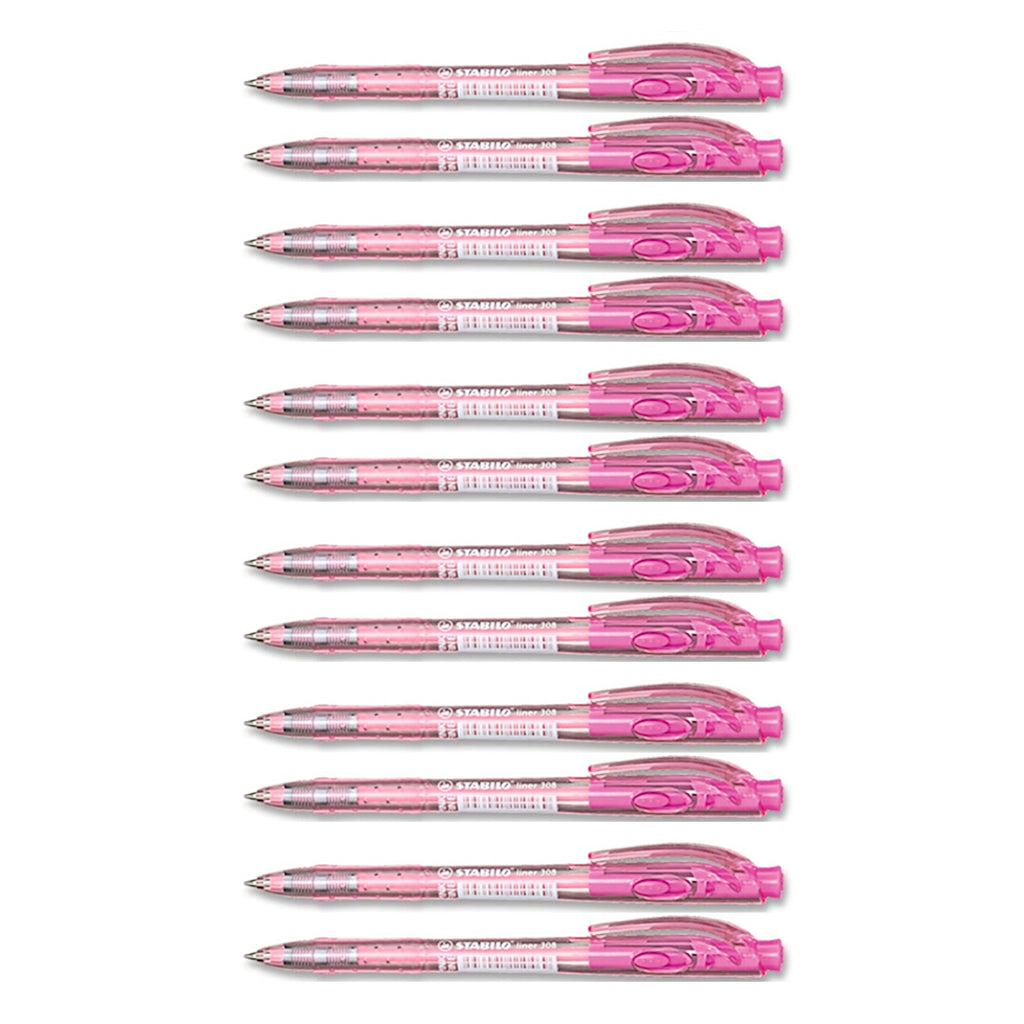 12pcs Stabilo Liner 308F Ballpoint Pen Fine - Pink
