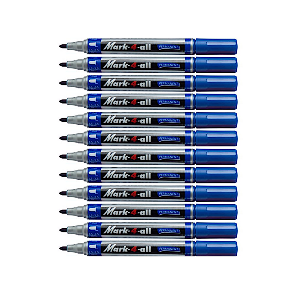 12pcs Stabilo Mark-4-All Permanent Marker - Bullet Tip - Blue