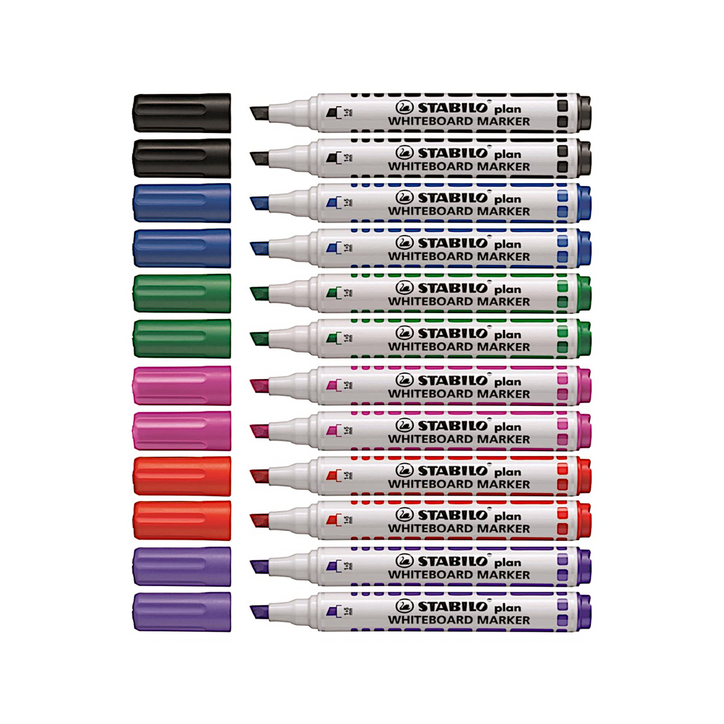 12pcs Stabilo Plan Whiteboard Marker - Chisel Tip