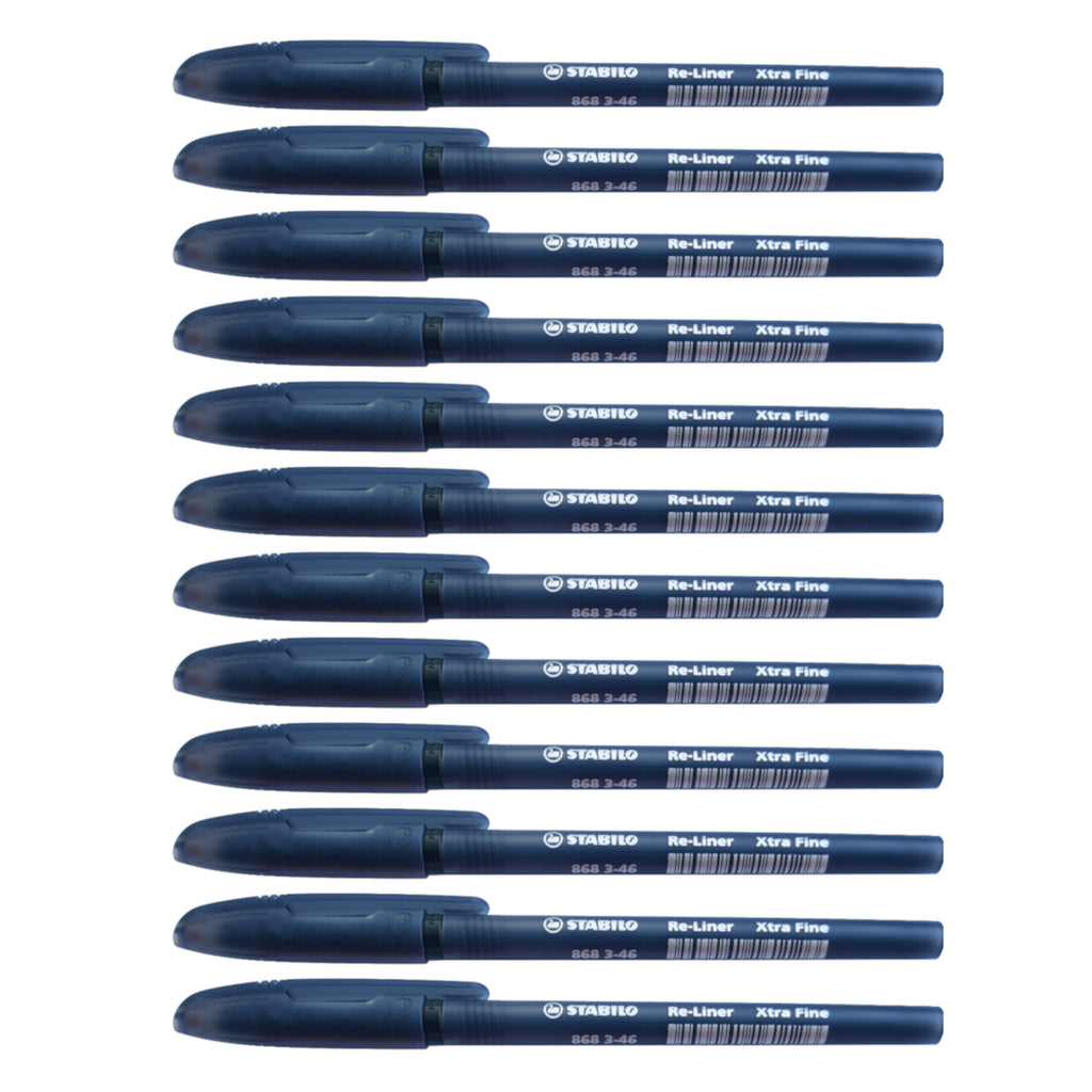 12pcs Stabilo Re-liner 868 0.5mm Semi Gel Ink Pen - Black