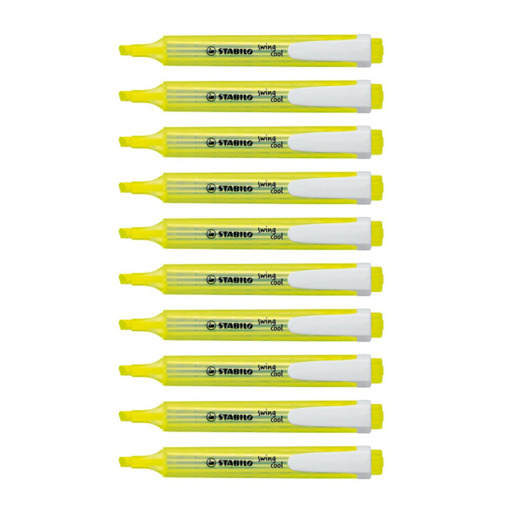 10pcs Stabilo Schwan Swing Cool Pocket Highlighter - Yellow