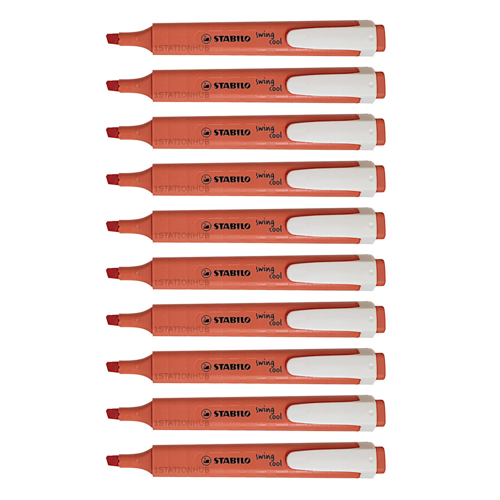10pcs Stabilo Schwan Swing Cool Pocket Highlighter - Pastel Colour - Coral Red