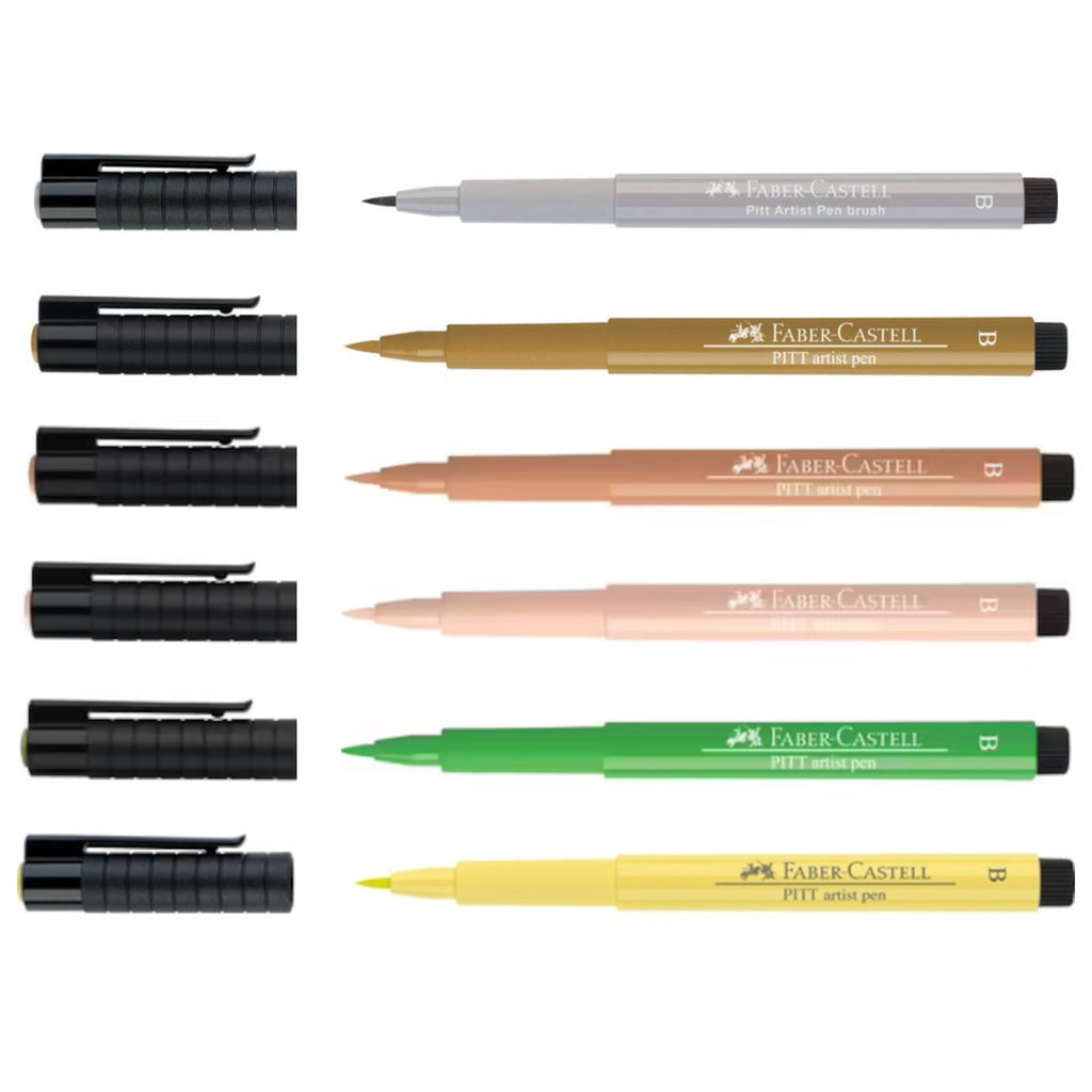 Faber Castell 6 Pitt Artist Brush Pens | Manga Kaoiro Set