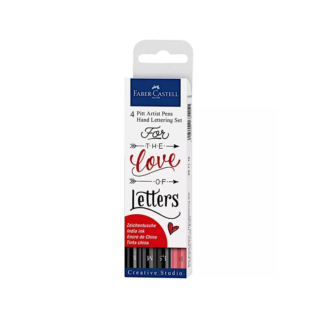 Faber Castell Pitt Artist Pen Lettering India Ink Pen | Set of 4 Pens