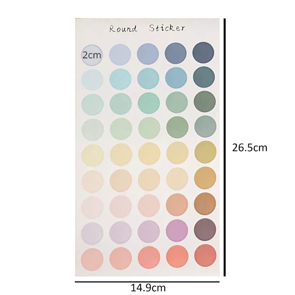 Basic Dots Colourful 2cm Round Sticker Sheets - Spring Palette
