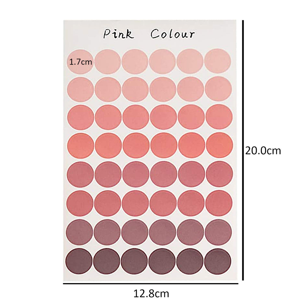 Basic Dots Colourful 1.7cm Round Sticker Sheets - Shades of Pink