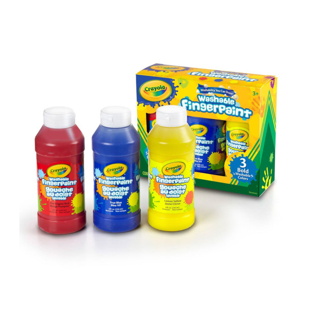 Crayola Washable Fingerpaint | 3 Bottle Primary Colours