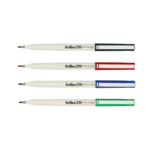 Artline 210 Medium 0.6mm Fineliner | Black Red Blue Green