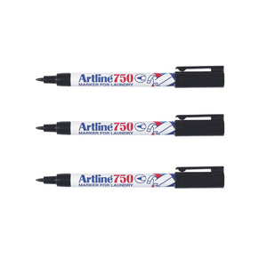 Artline 750 Laundry Black Permanent Marker Pen | Pack of 3