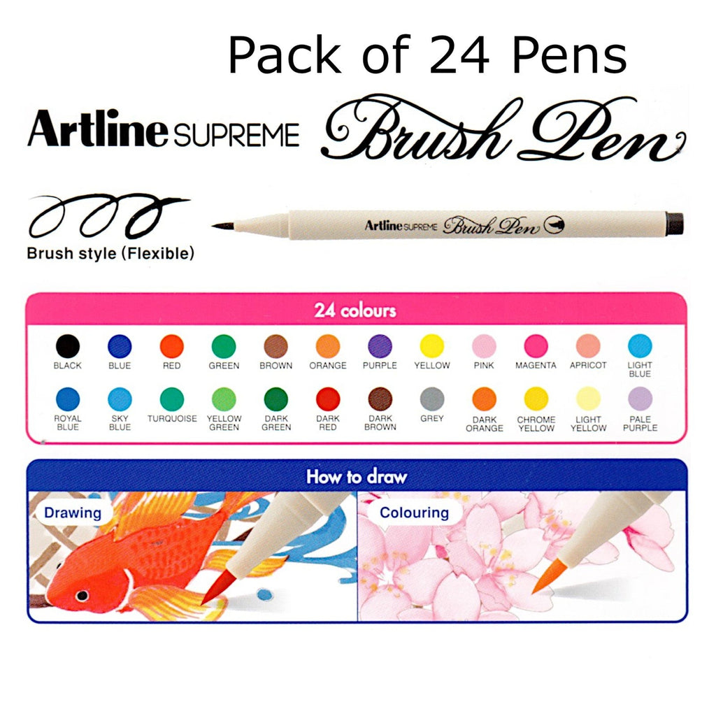 Artline Supreme Brush Pens | Pack of 24 Colours