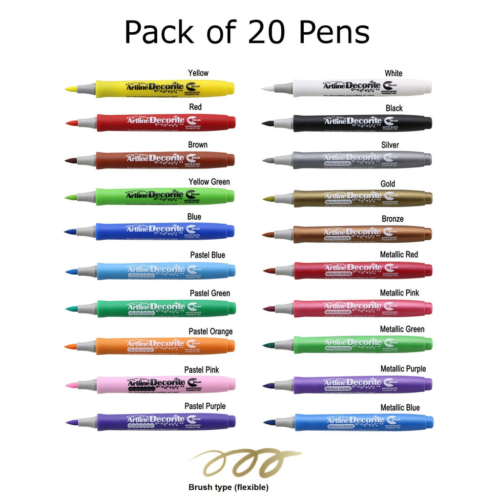 Artline Decorite Marker | Brush Style - Pack of 20 Pens