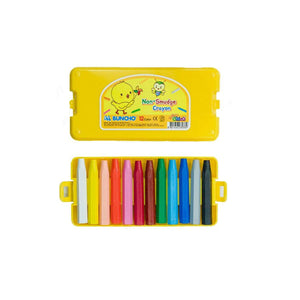 Buncho Yellow Chick Non-Smudge Crayon | 12 Assorted Colours
