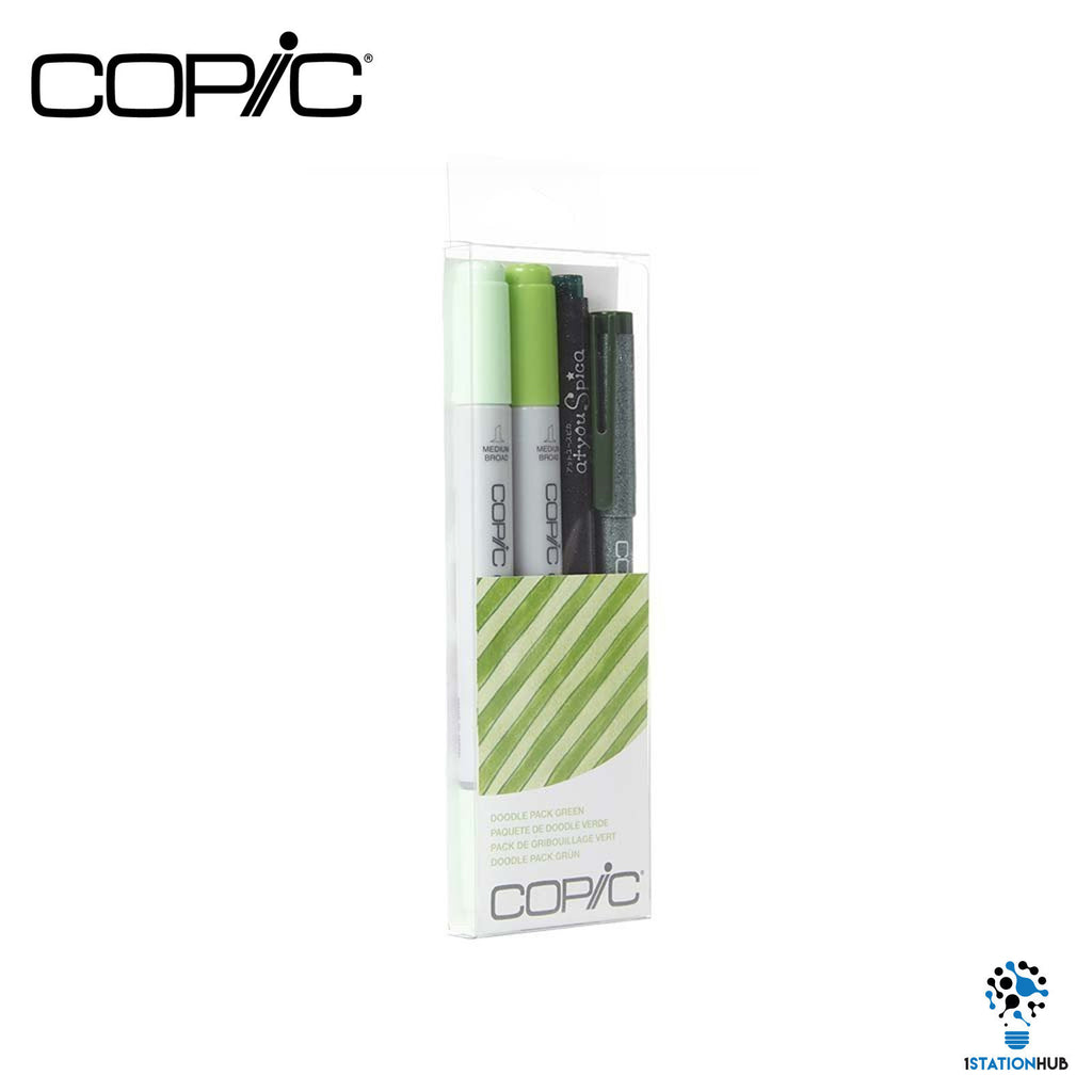 Copic 4pc Doodle Pack | Ciao Markers, Glitter Pen & Multiliner | Green