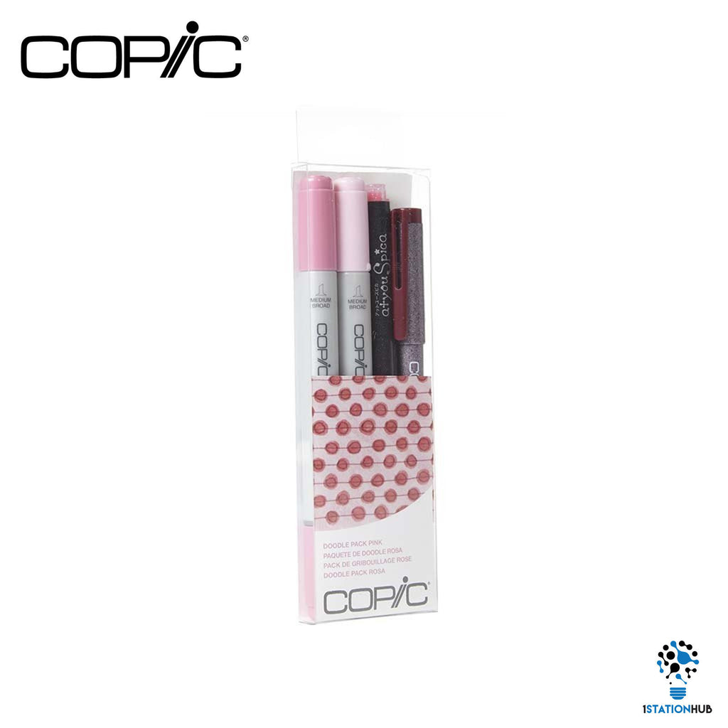 Copic 4pc Doodle Pack | Ciao Markers, Glitter Pen & Multiliner | Pink