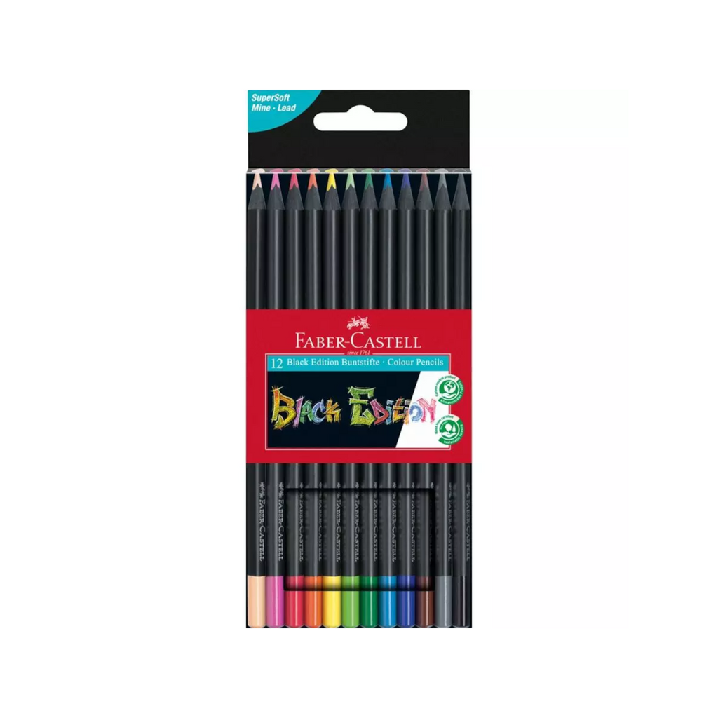 Faber Castell Black Edition Triangular Grip Colour Pencils - 12 Colours