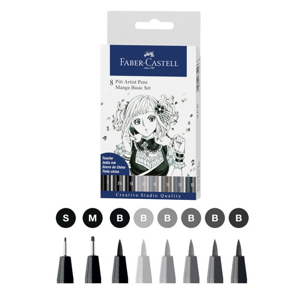Faber Castell 8 Pitt Artist Pens - Manga Basic Set